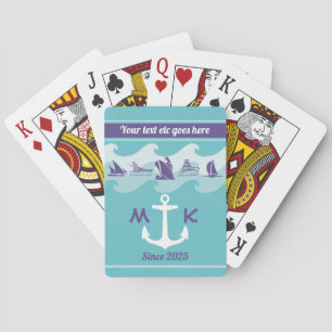 Monogram voor Ankergolven Nautical Ship Boat Yacht Pokerkaarten