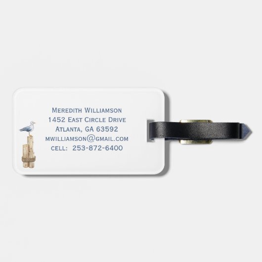 Monogram voor Beach Summer Scene Ocean Bagagelabel (Achterkant horizontaal)