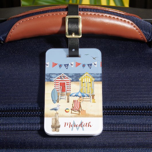 Monogram voor Beach Summer Scene Ocean Bagagelabel
