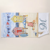 Monogram voor Beach Summer Scene Ocean