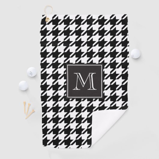 Monogram voor Black Houndstooth Golfhanddoek (Insitu)