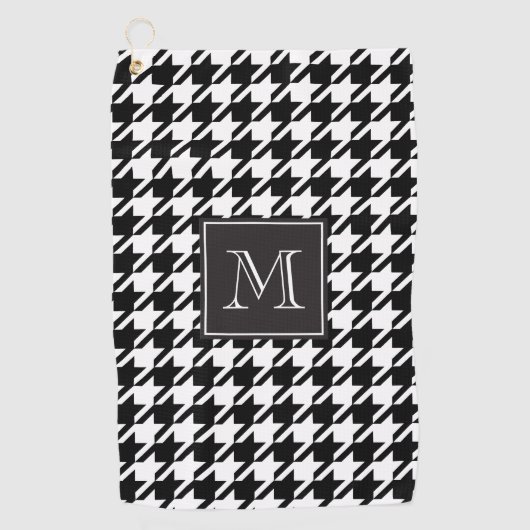 Monogram voor Black Houndstooth Golfhanddoek (Voorkant)