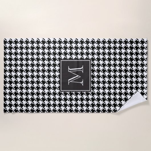 Monogram voor Black Houndstooth Strandlaken (Voorkant)