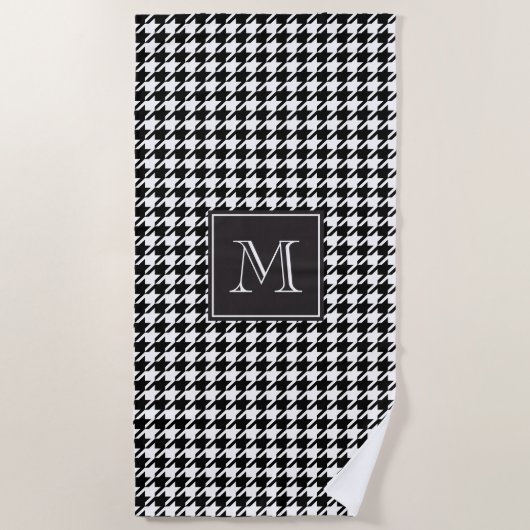 Monogram voor Black Houndstooth Strandlaken (Voorkant)