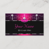 Monogram voor Black Pink Paars Orante Sparkle Diam Visitekaartje (Voorkant)
