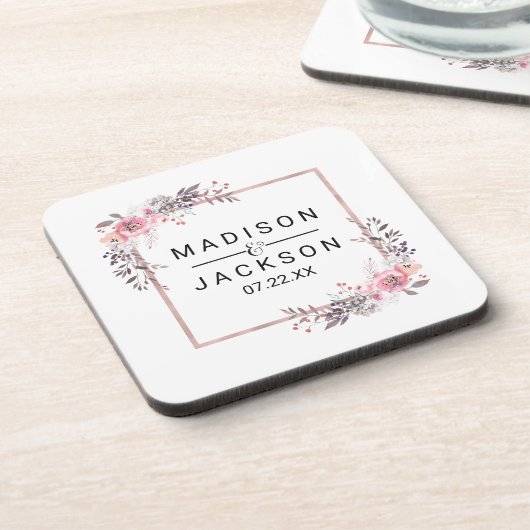 Monogram voor bloedige bruiloft met gouden rand en bier onderzetter (Linkerzijde)