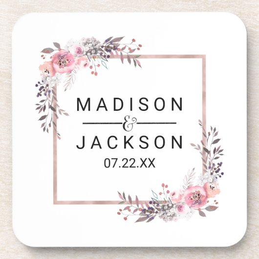 Monogram voor bloedige bruiloft met gouden rand en bier onderzetter (Voorkant)