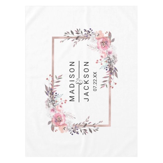 Monogram voor bloedige bruiloft met gouden rand en tafelkleed (Voorkant)