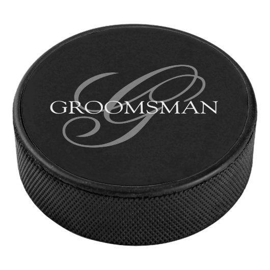 Monogram voor bruidsjonker hockey puck (3/4)