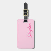 Monogram voor Bubblegumroze en hotroze aangepaste Bagagelabel (Voorkant verticaal)