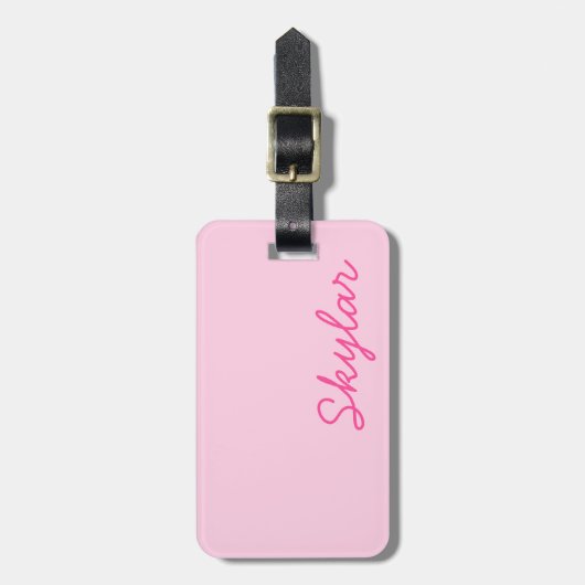 Monogram voor Bubblegumroze en hotroze aangepaste  Bagagelabel (Voorkant verticaal)