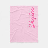 Monogram voor Bubblegumroze en hotroze aangepaste Fleece Deken (Voorkant)