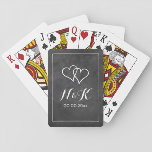 Monogram voor Chalkboard bruiloft aangepast bord Pokerkaarten