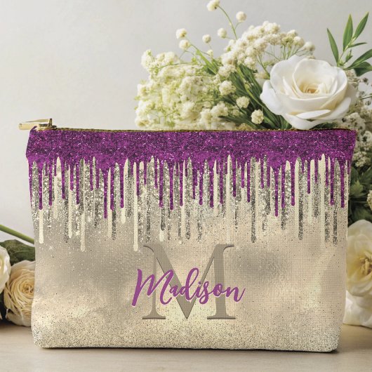 Monogram voor Chic Gold en hot-roze druppels Etui