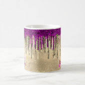 Monogram voor Chic Gold en hot-roze druppels Koffiemok (Center)