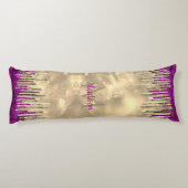 Monogram voor Chic Gold en hot-roze druppels Lichaamskussen (Achterkant)