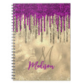 Monogram voor Chic Gold en hot-roze druppels Notitieboek (Voorkant)
