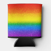Monogram voor Chic Rainbow Glitter Stripes Blikjeskoeler (Voorkant)