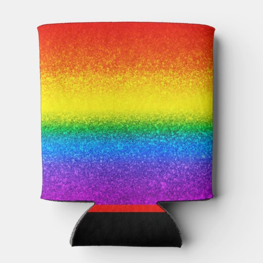 Monogram voor Chic Rainbow Glitter Stripes Blikjeskoeler (Achterkant)