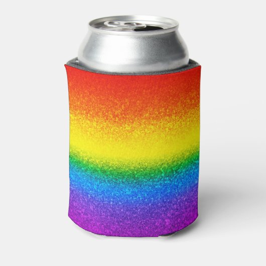 Monogram voor Chic Rainbow Glitter Stripes Blikjeskoeler (Blikje Achterkant)