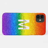Monogram voor Chic Rainbow Glitter Stripes Case-Mate iPhone Case (Achterkant (horizontaal))