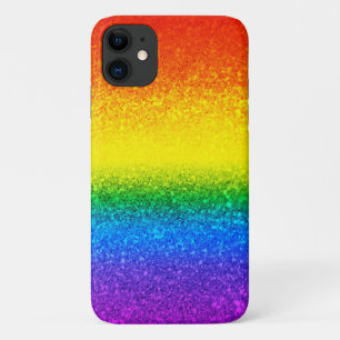 Monogram voor Chic Rainbow Glitter Stripes Case-Mate iPhone Case