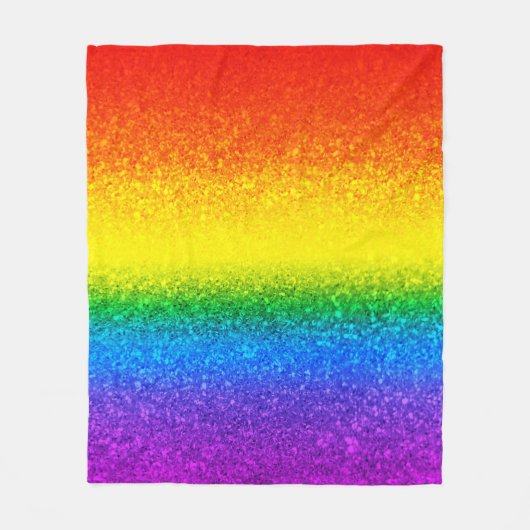 Monogram voor Chic Rainbow Glitter Stripes Fleece Deken (Voorkant)