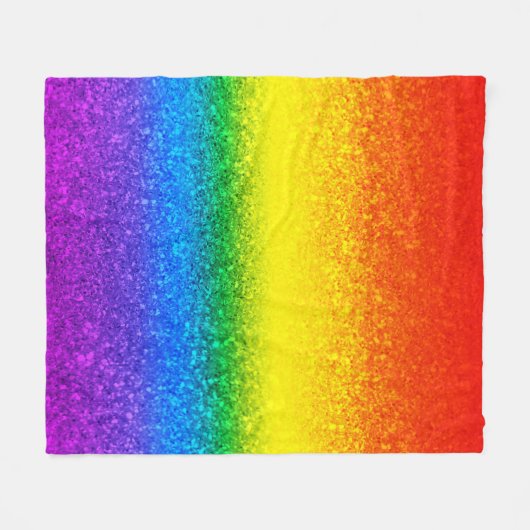 Monogram voor Chic Rainbow Glitter Stripes Fleece Deken (Voorkant (Horizontaal))