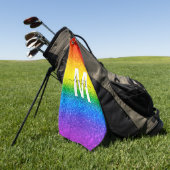 Monogram voor Chic Rainbow Glitter Stripes Golfhanddoek (Groen)