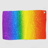 Monogram voor Chic Rainbow Glitter Stripes Golfhanddoek (Horizontaal)