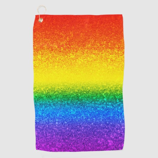 Monogram voor Chic Rainbow Glitter Stripes Golfhanddoek (Voorkant)