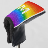 Monogram voor Chic Rainbow Glitter Stripes Golfheadcover (3/4 voorkant)