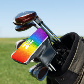Monogram voor Chic Rainbow Glitter Stripes Golfheadcover (Insitu)