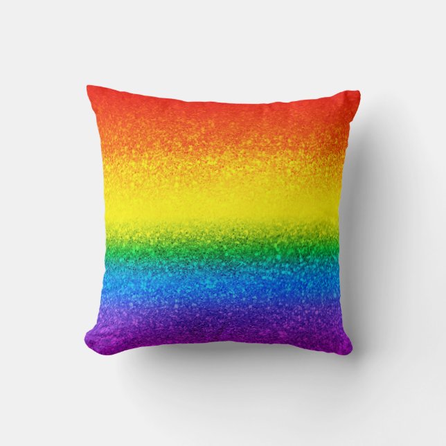Monogram voor Chic Rainbow Glitter Stripes Kussen (Voorkant)