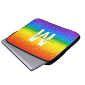 Monogram voor Chic Rainbow Glitter Stripes Laptop Sleeve (Voorkant onderkant)