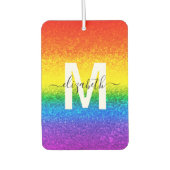 Monogram voor Chic Rainbow Glitter Stripes Luchtverfrisser (Voorkant)