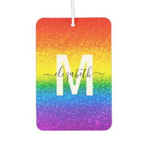 Monogram voor Chic Rainbow Glitter Stripes Luchtverfrisser