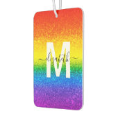 Monogram voor Chic Rainbow Glitter Stripes Luchtverfrisser (Links)