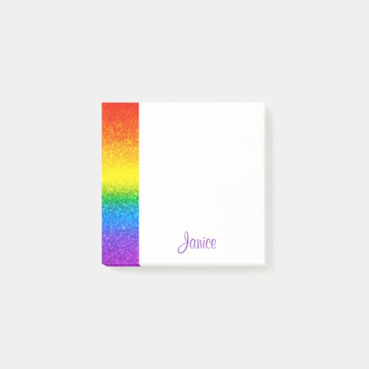 Monogram voor Chic Rainbow Glitter Stripes Post-it® Notes (Voorkant)