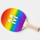 Monogram voor Chic Rainbow Glitter Stripes Tafeltennisbatje (Zijkant)