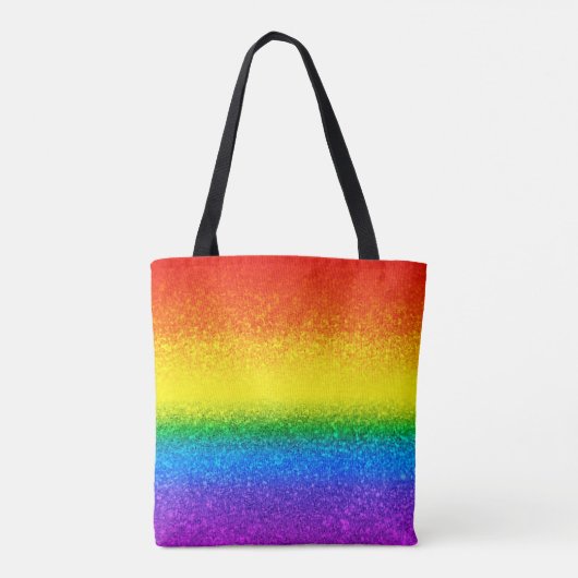 Monogram voor Chic Rainbow Glitter Stripes Tote Bag (Achterkant)