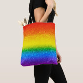 Monogram voor Chic Rainbow Glitter Stripes Tote Bag (Dichtbij)