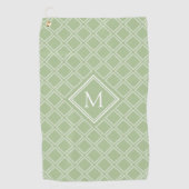 Monogram voor Classy Sage en White Diamond Pattern Golfhanddoek (Voorkant)