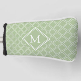 Monogram voor Classy Sage en White Diamond Pattern Golfheadcover