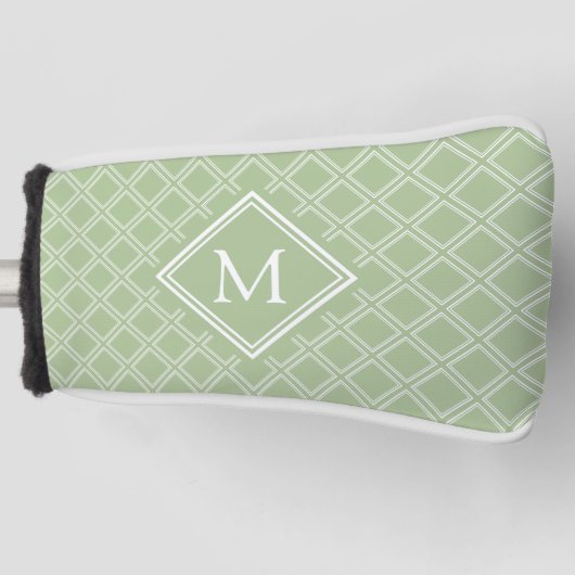 Monogram voor Classy Sage en White Diamond Pattern Golfheadcover (Voorkant)