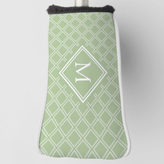 Monogram voor Classy Sage en White Diamond Pattern Golfheadcover (Draai 90)