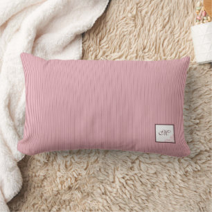 Monogram voor 'Cottage Pink Stripe Roos Lace-logo' Kussen