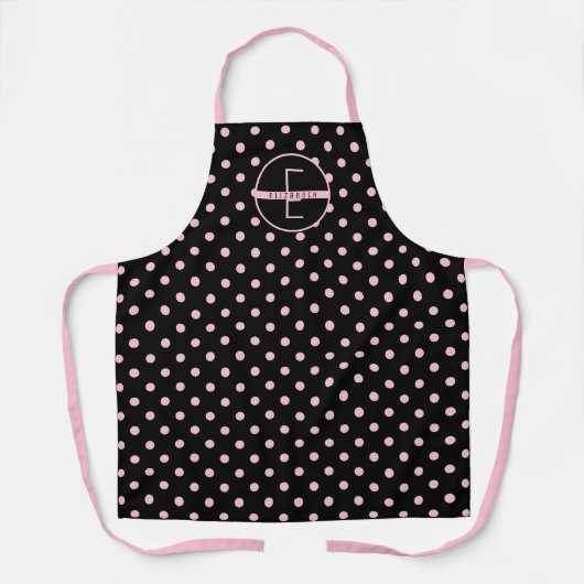 Monogram voor Cute & Chic Pink Pinkten Patroonmono Schort (Voorkant)