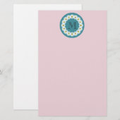 Monogram voor cute modern girale cartoon bijen briefpapier (Voorkant / Achterkant)