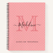 Monogram voor Cute Pink Polka Dots Name Notitieboek (Voorkant)